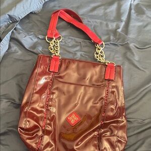 Red Patent Leather Tote Bag
